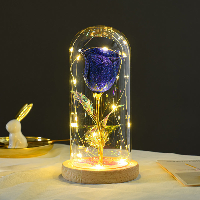 Faux Glitter Rose with LED Nightlight