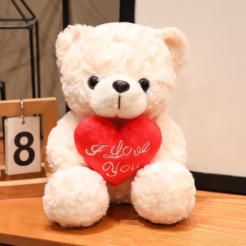 Teddy Bear Holding Roses Bouquet Heart