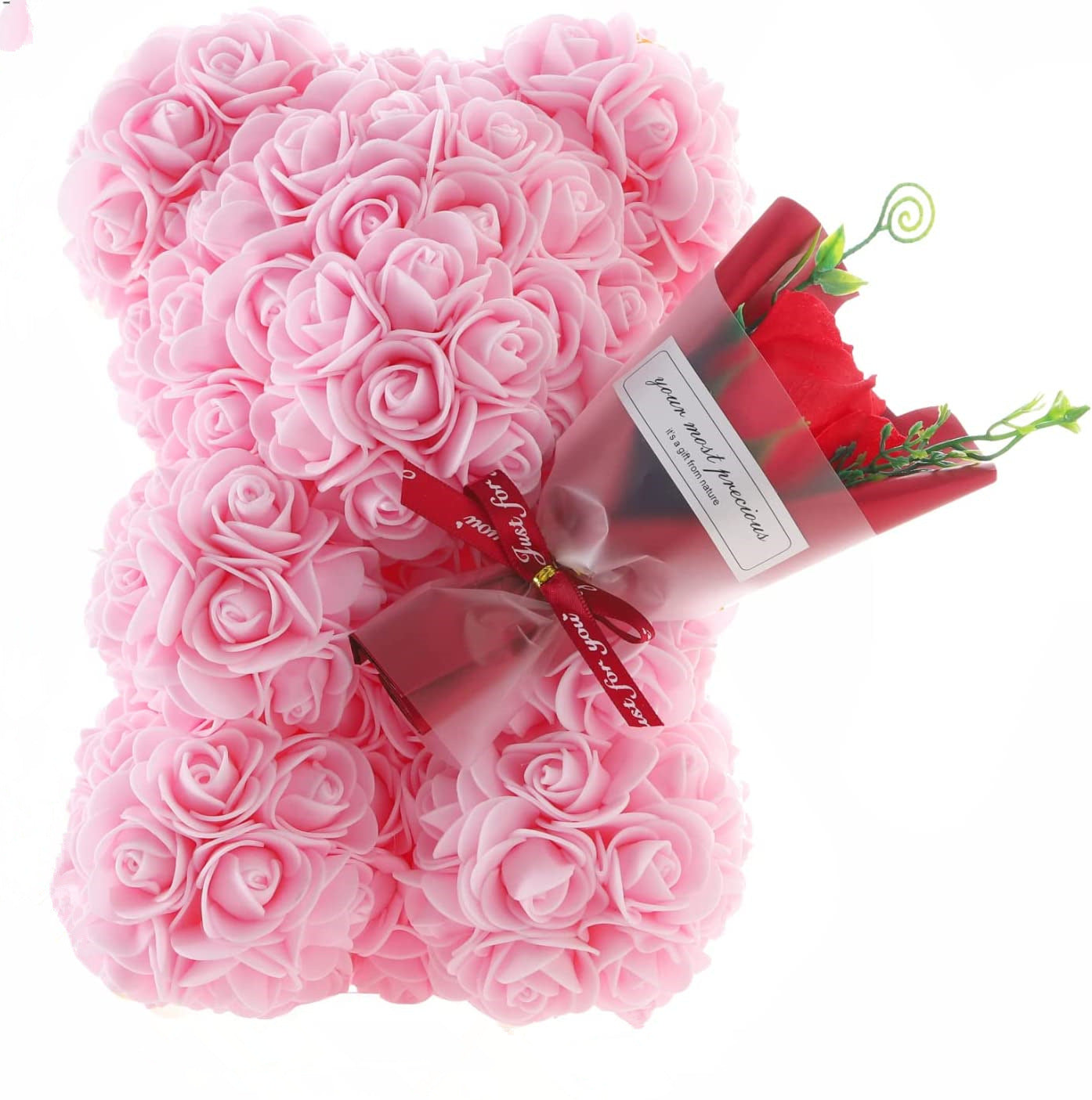 Faux Roses Teddy Bear Gift Box