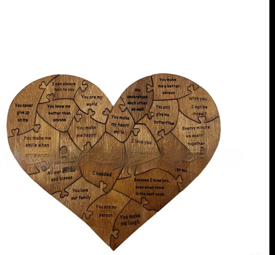 Reasons Why I Love You Wooden Heart Puzzle Gift Decoration