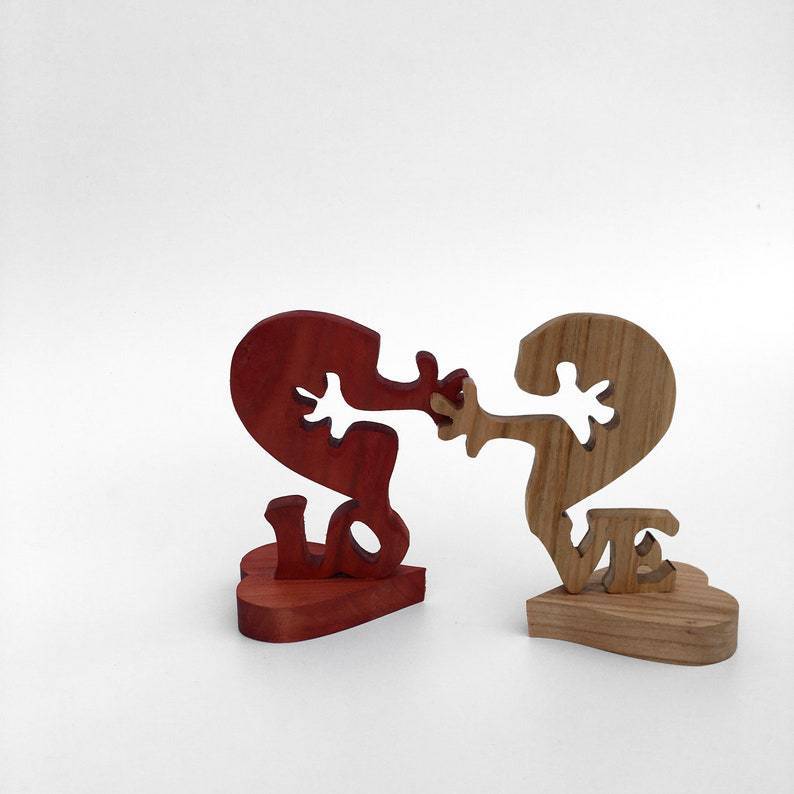 Wooden Heart Holding Hands Decoration Love