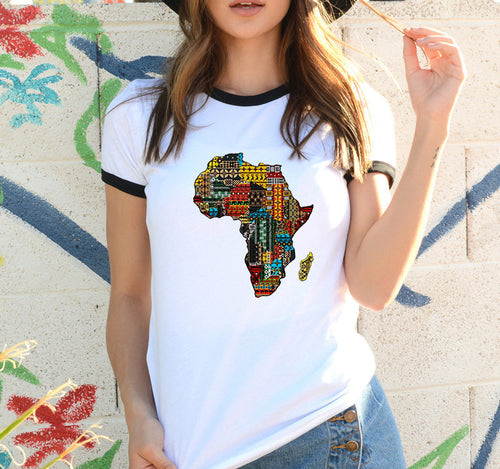 Africa Map Graphic Printed T-Shirt for Women
