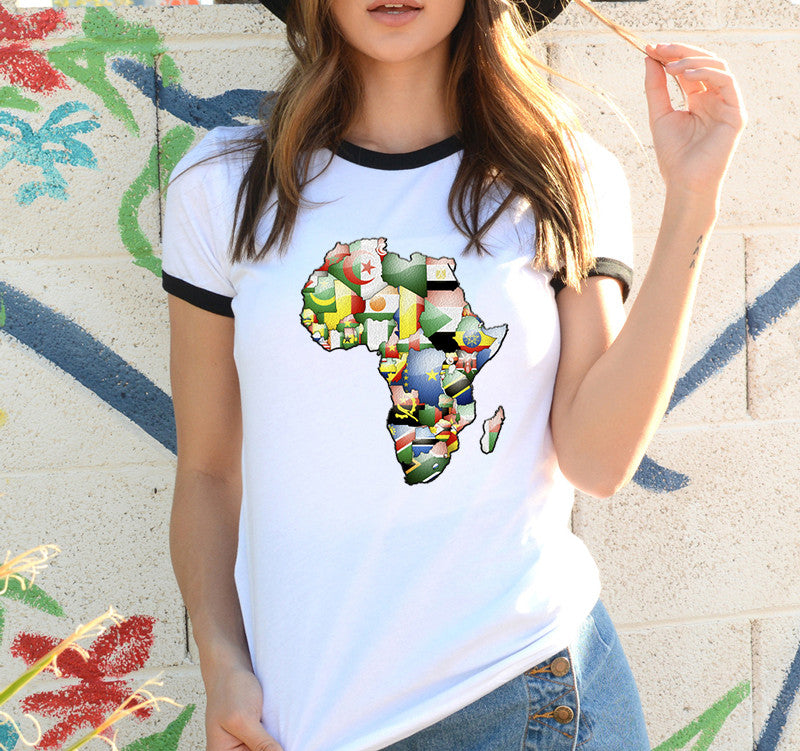 Africa Map Graphic Printed T-Shirt for Women
