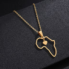 Stainless Steel Africa Love Pendant Necklace
