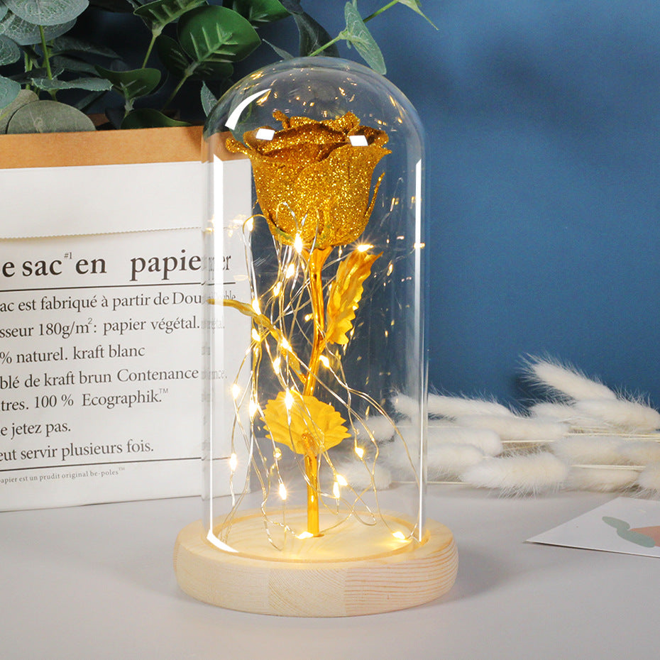 Faux Glitter Rose with LED Nightlight