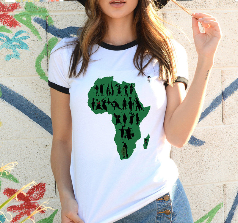 Africa Map Graphic Printed T-Shirt for Women