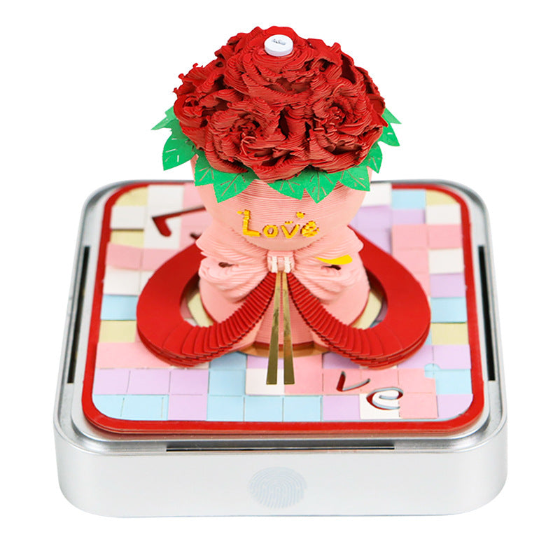 Rose Bouquet Surprise 3D Sticky Notes with Nightlight Gift Box Set