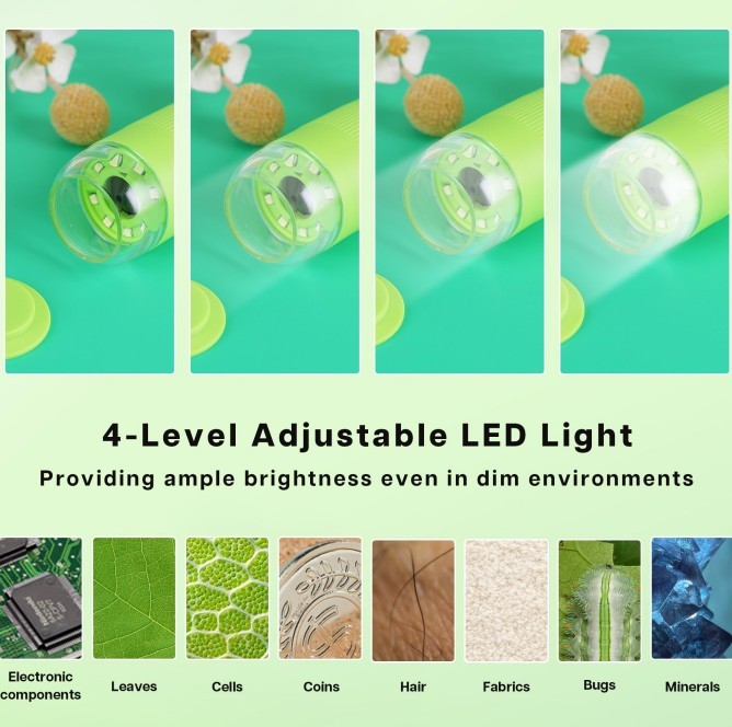 Handheld Microscope For Kids, 500-1000X Pocket Miniscope Educational Science Toys, 2'' IPS Screen