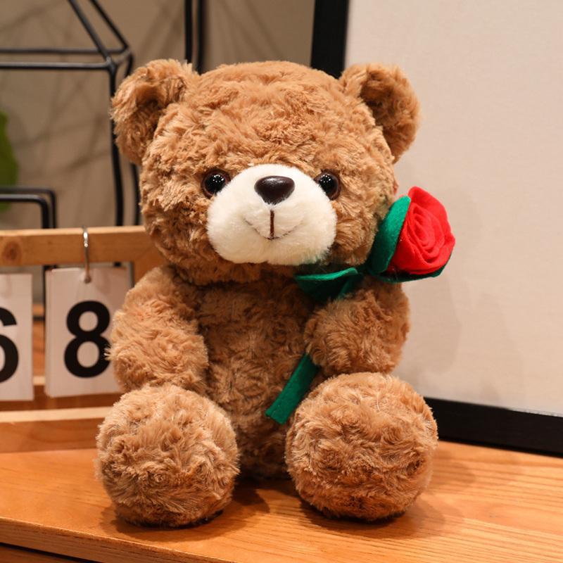 Teddy Bear Holding Roses Bouquet Heart