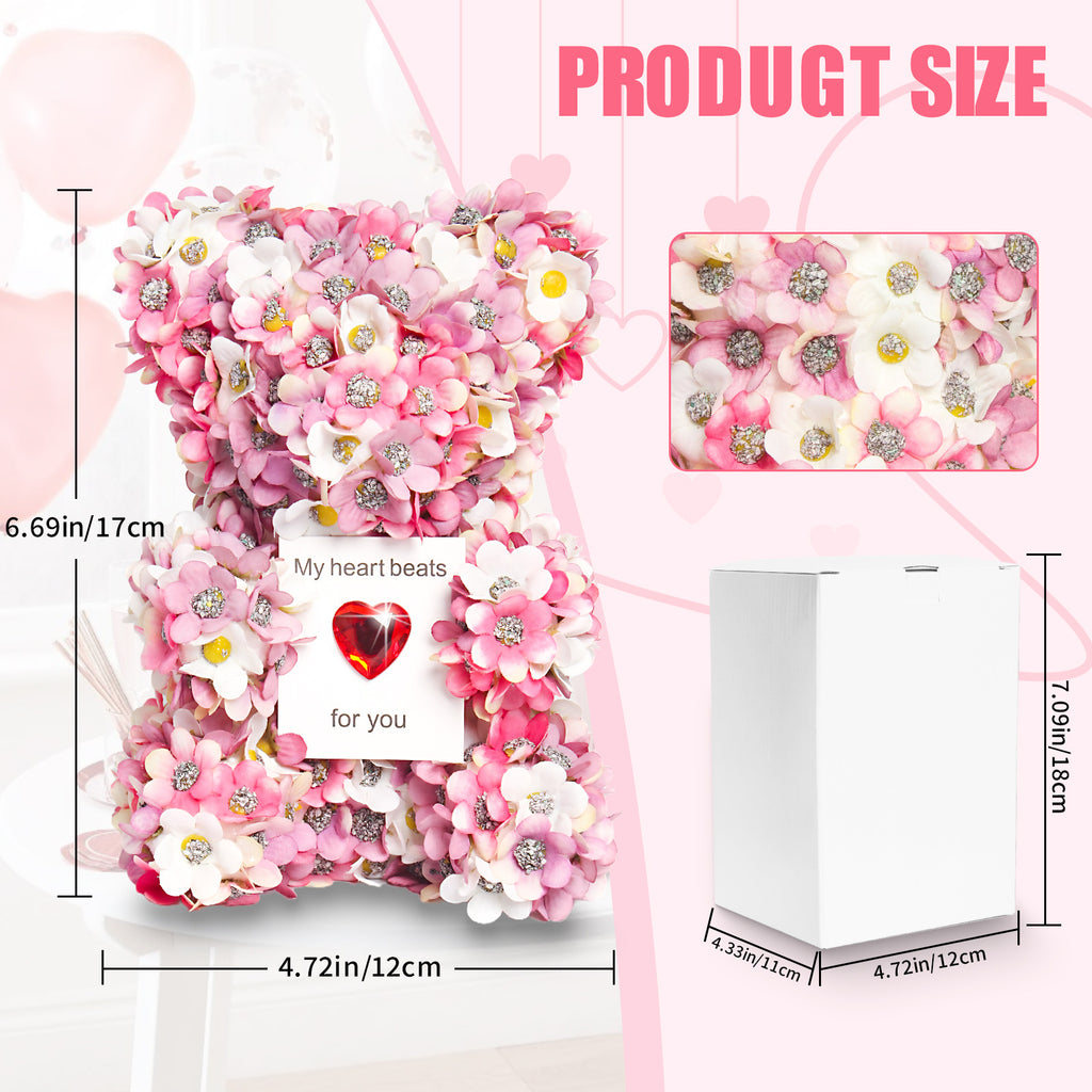 Faux Flower Teddy Bear Bouquet Gift and Card