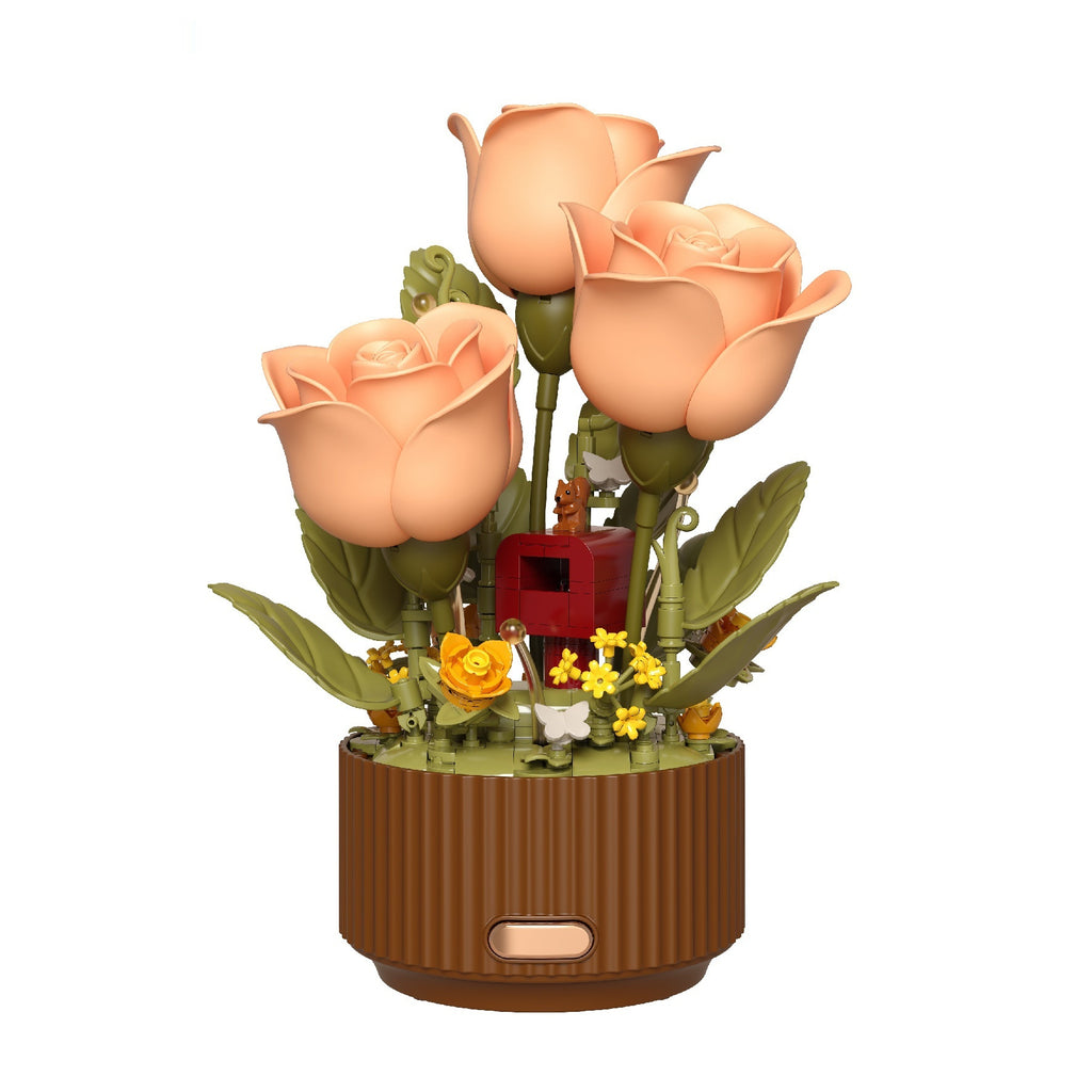 Faux Rose Bouquet and Watering Can Nightlight