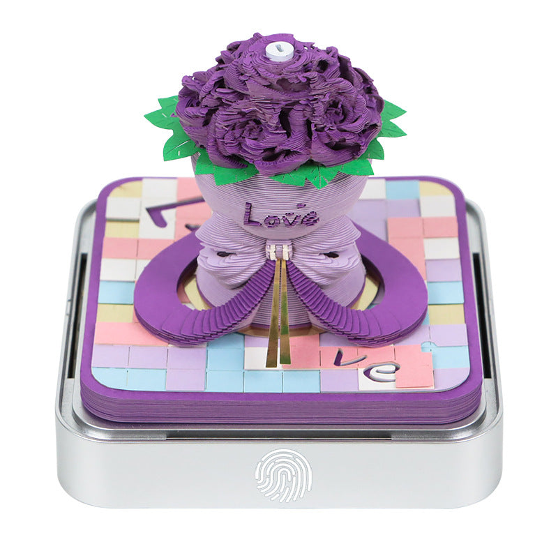 Rose Bouquet Surprise 3D Sticky Notes with Nightlight Gift Box Set
