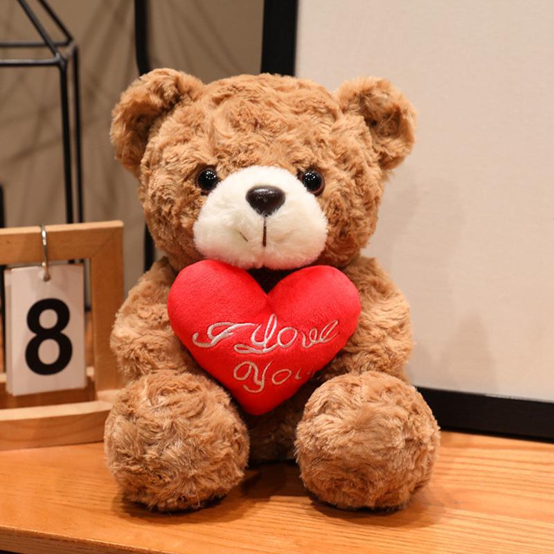 Teddy Bear Holding Roses Bouquet Heart