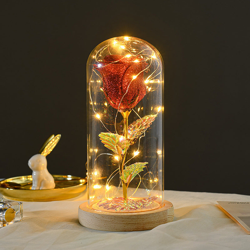 Faux Glitter Rose with LED Nightlight