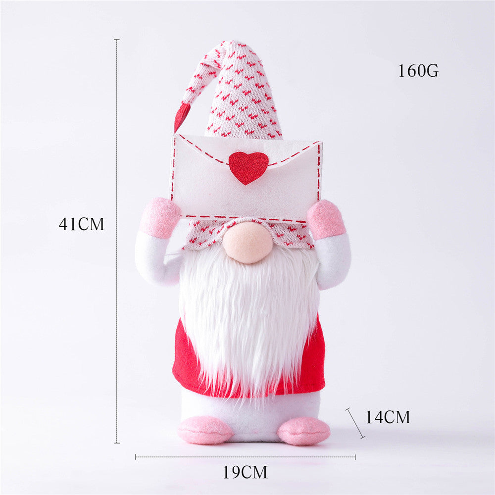 Love Letter Valentine Gnome Plush Decor