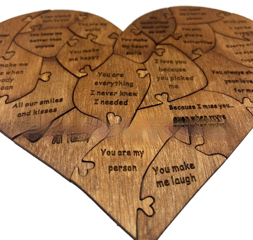 Reasons Why I Love You Wooden Heart Puzzle Gift Decoration