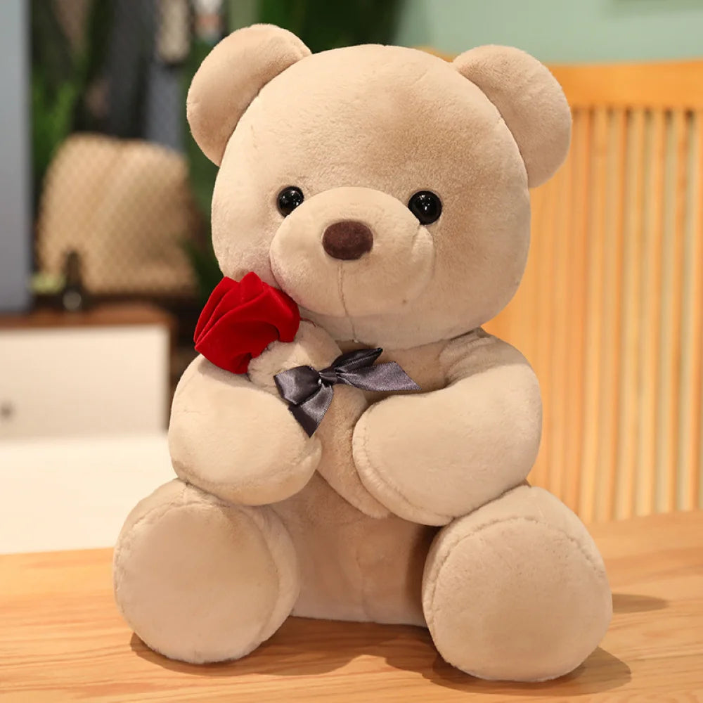 Sweet Plush Teddy Bear with Rose