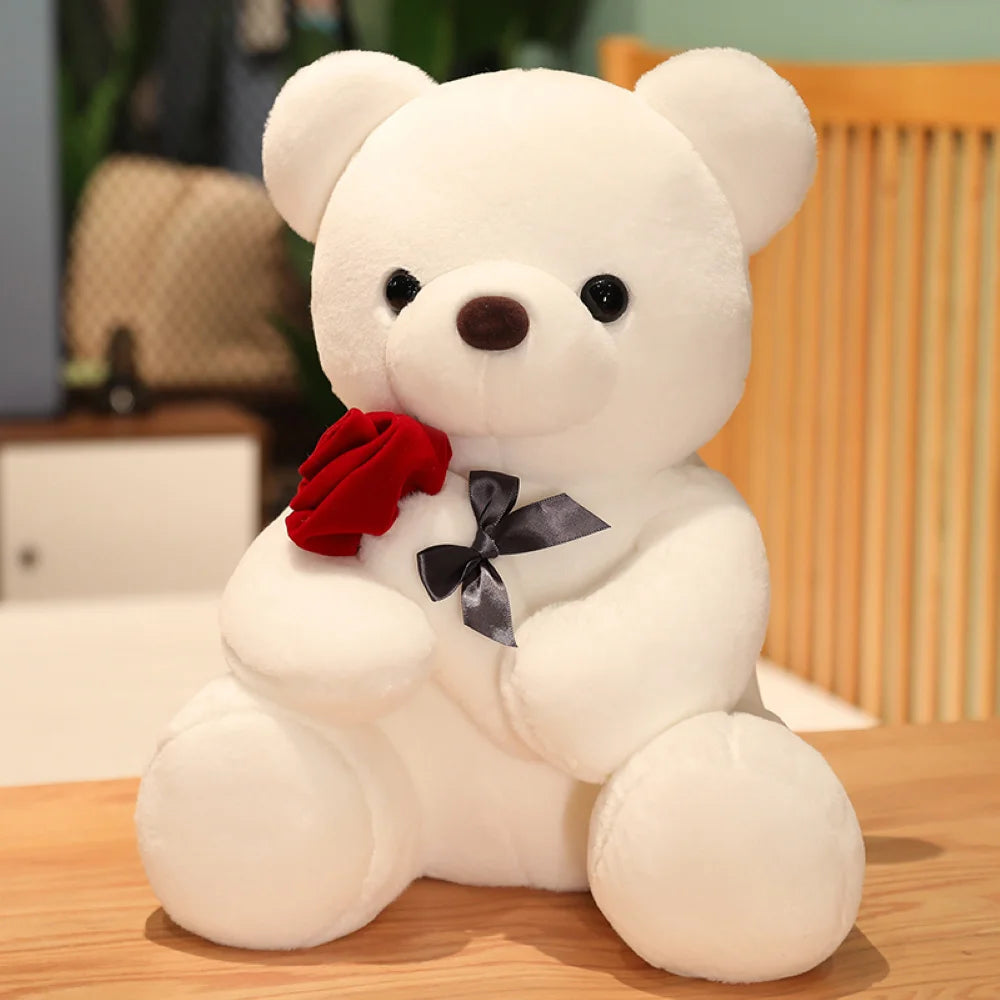 Sweet Plush Teddy Bear with Rose