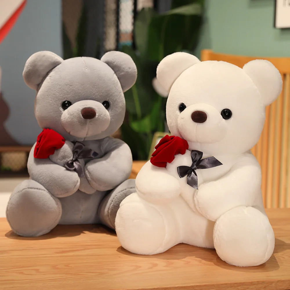Sweet Plush Teddy Bear with Rose