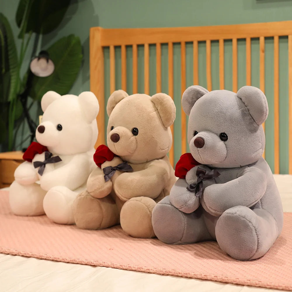 Sweet Plush Teddy Bear with Rose