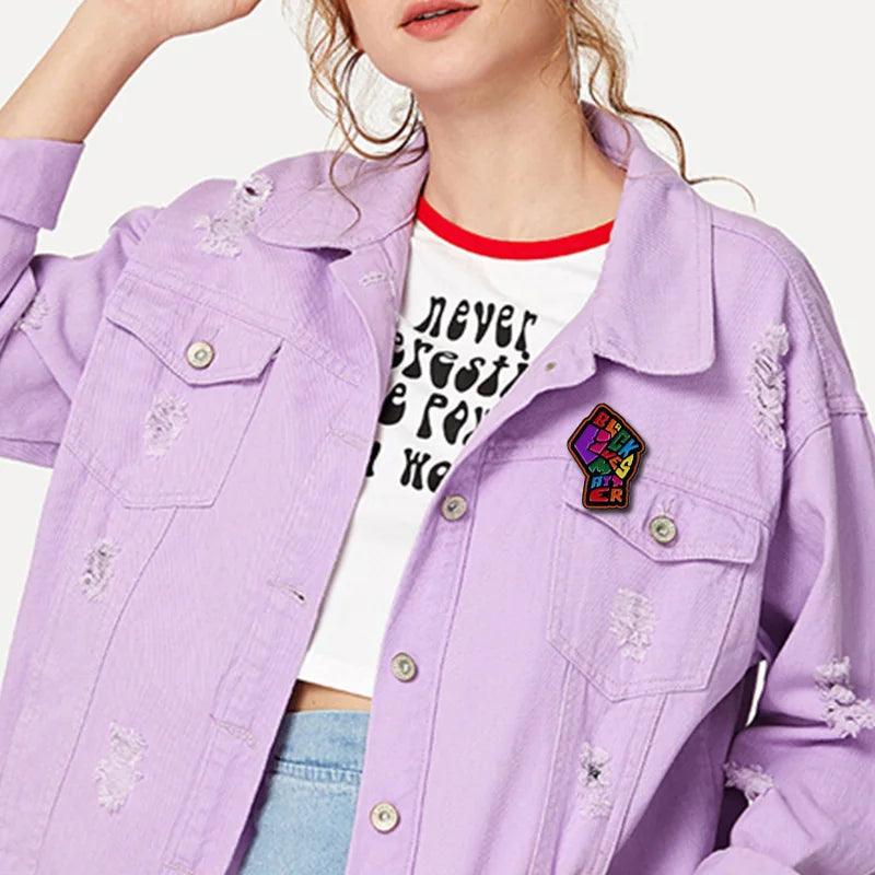 Black Lives Matter Rainbow Pride Fist Pin Resist Racism Social Justice Badge Equality Human Rights Jewelry Iron-On Patch