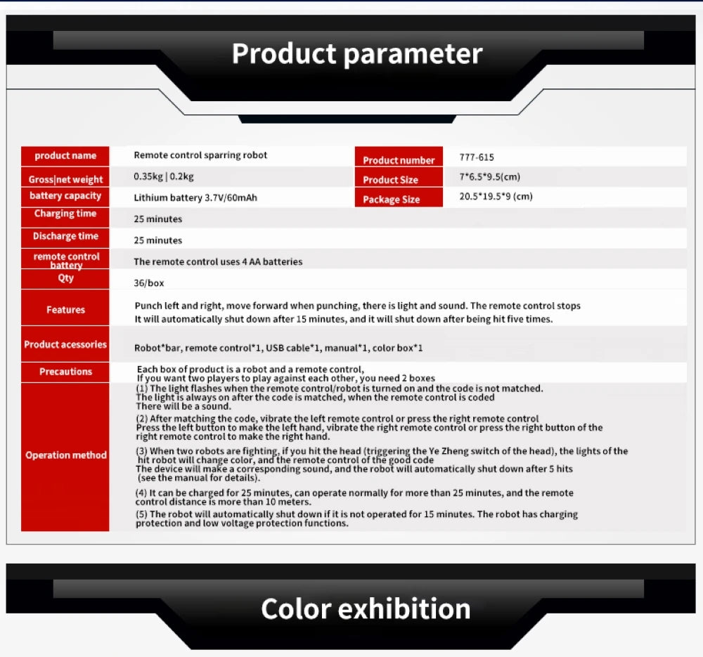 RC Robot Battle Boxing Robot Toy Remote Control Robot 2.4G Humanoid Fighting Robot with Two Control Joysticks