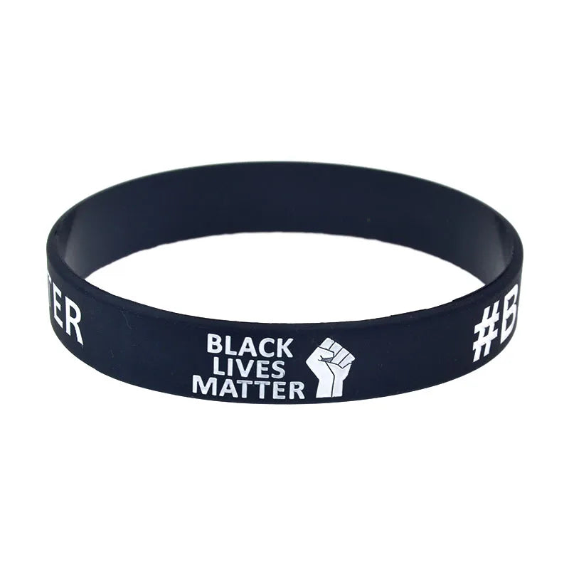 1 PC Fist BLM Black Lives Matter Silicone Wristband Adult Size