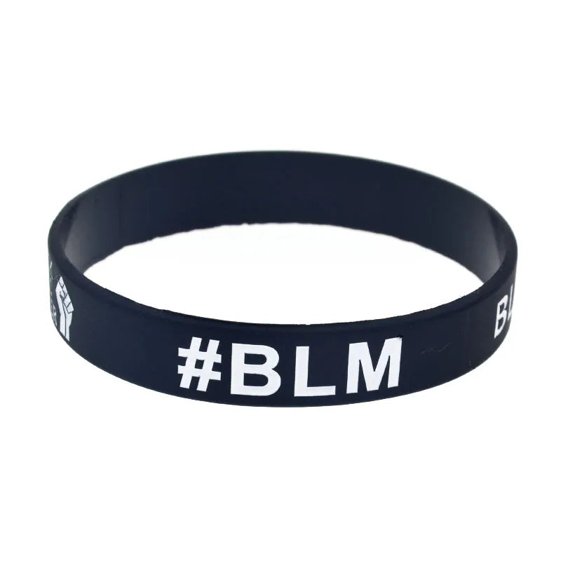 1 PC Fist BLM Black Lives Matter Silicone Wristband Adult Size