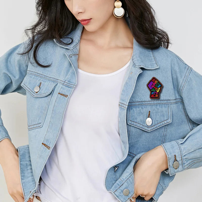 Black Lives Matter Rainbow Pride Fist Pin Resist Racism Social Justice Badge Equality Human Rights Jewelry Iron-On Patch