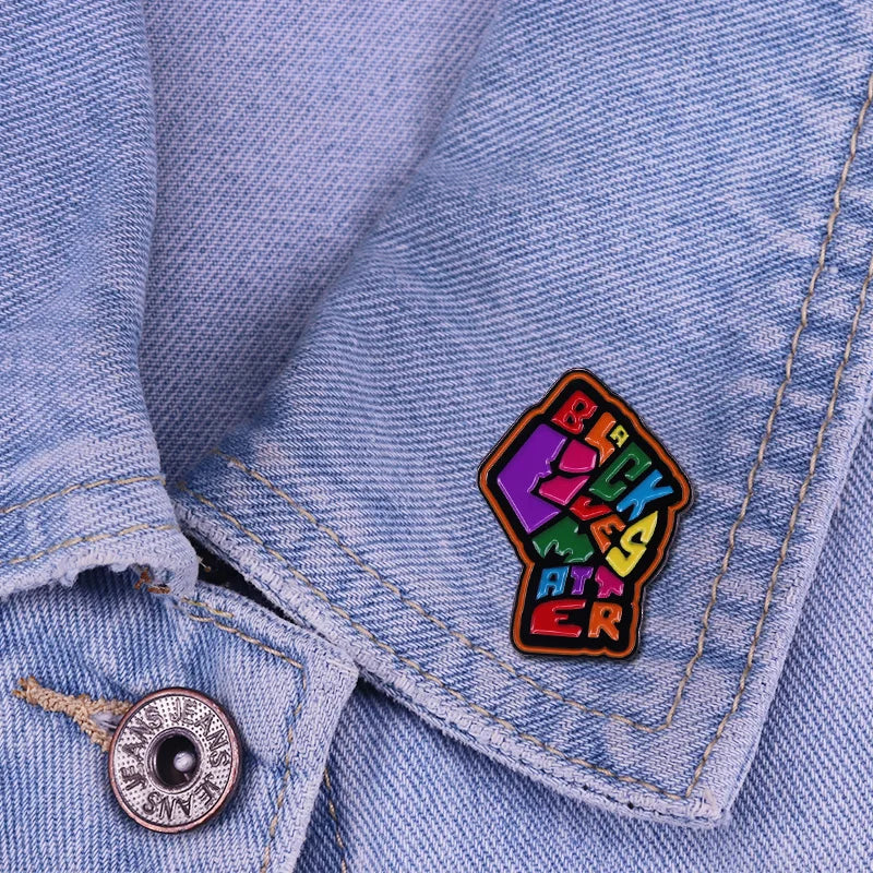 Black Lives Matter Rainbow Pride Fist Pin Resist Racism Social Justice Badge Equality Human Rights Jewelry Iron-On Patch