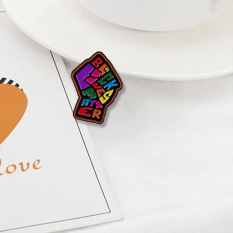 Black Lives Matter Rainbow Pride Fist Pin Resist Racism Social Justice Badge Equality Human Rights Jewelry Iron-On Patch