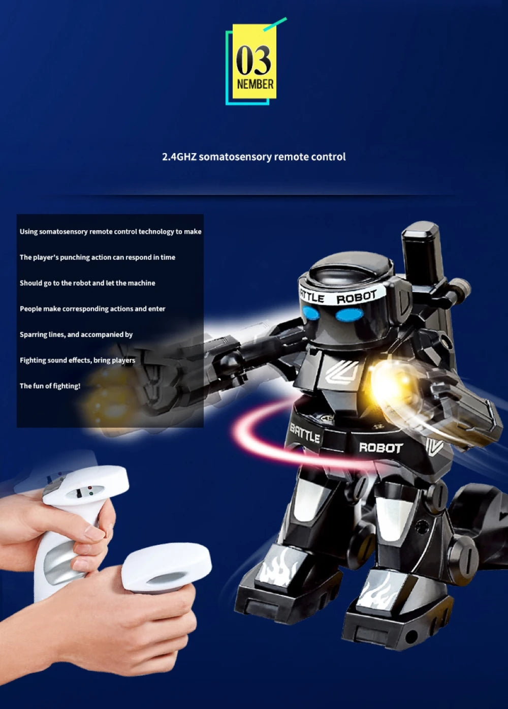 RC Robot Battle Boxing Robot Toy Remote Control Robot 2.4G Humanoid Fighting Robot with Two Control Joysticks