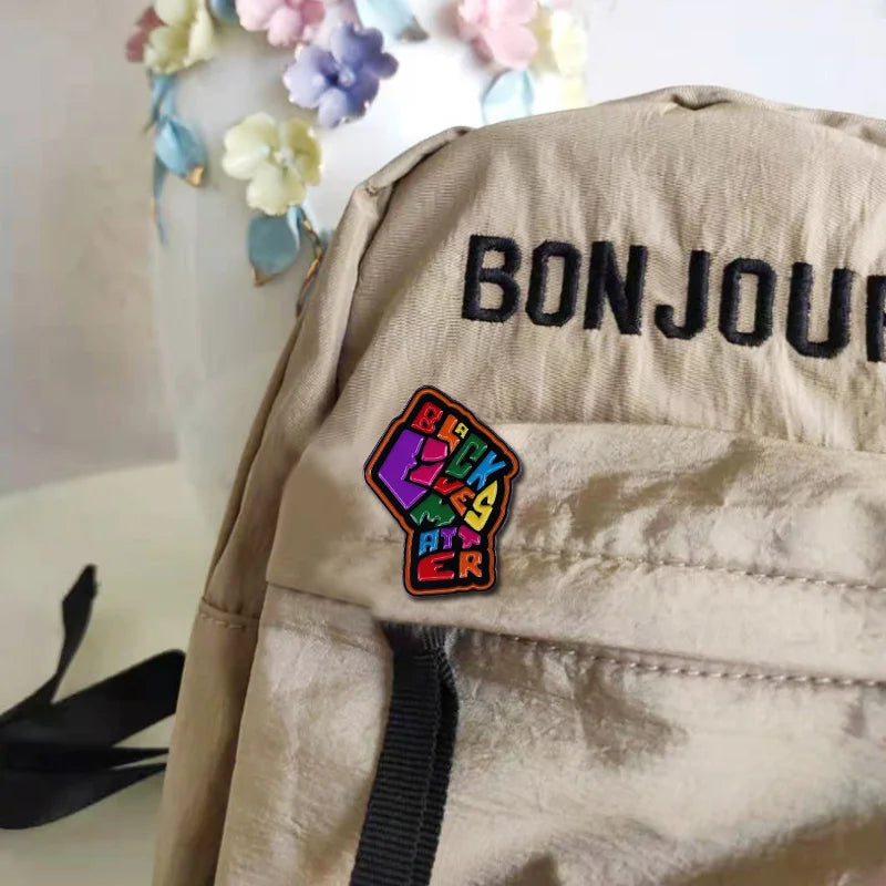 Black Lives Matter Rainbow Pride Fist Pin Resist Racism Social Justice Badge Equality Human Rights Jewelry Iron-On Patch