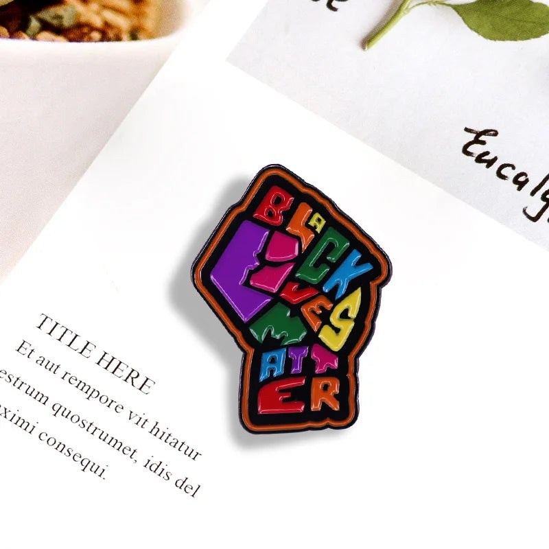 Black Lives Matter Rainbow Pride Fist Pin Resist Racism Social Justice Badge Equality Human Rights Jewelry Iron-On Patch