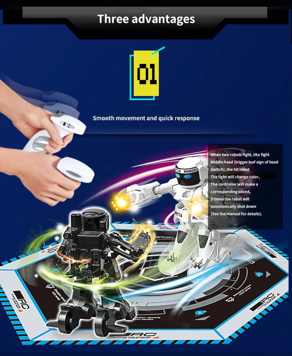 RC Robot Battle Boxing Robot Toy Remote Control Robot 2.4G Humanoid Fighting Robot with Two Control Joysticks