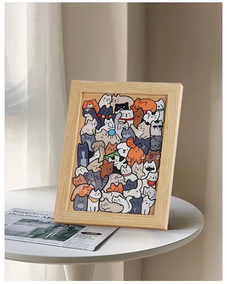 Wood Special-shaped Animal Puzzle Puppy Cat Puzzle Building Block Children's Creative Toy Gift