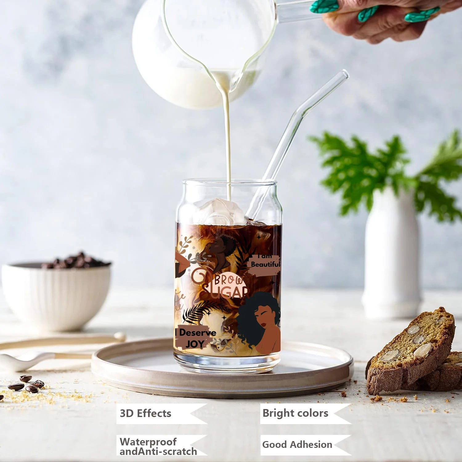 Black history series easy peel waterproof DIY Decals Retro Beauty 3D transfers crystal sticker 16oz uv