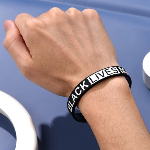 10pcs/set Yellow Black Rubber Band BLACK LIVES MATTER Silicone Bracelets for Women Men