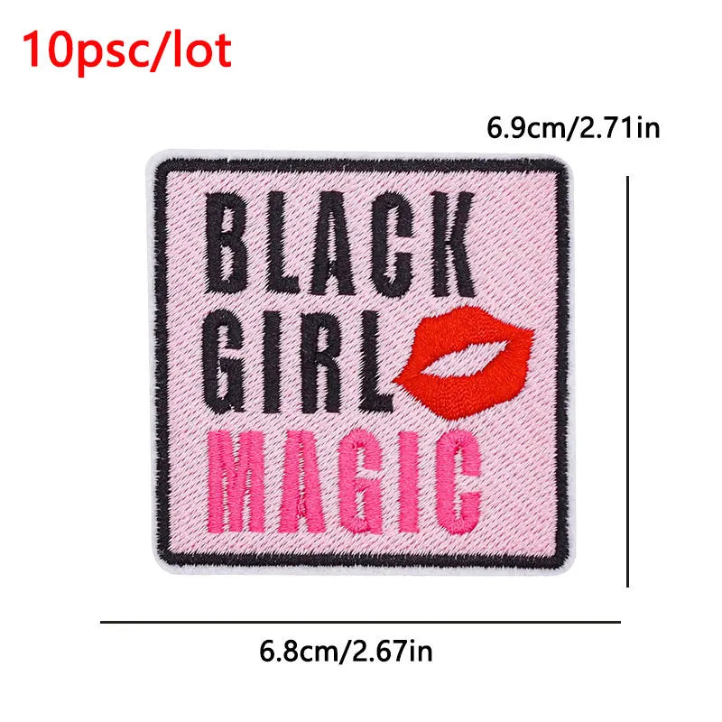 10Pcs/Lot Black History Embroidery Patch Iron-On Patches For Clothing