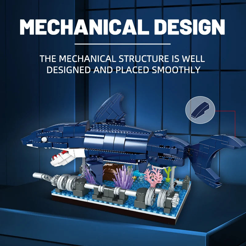 Ocean Shark Marine Biology Building Block set with display rack Lego DIY