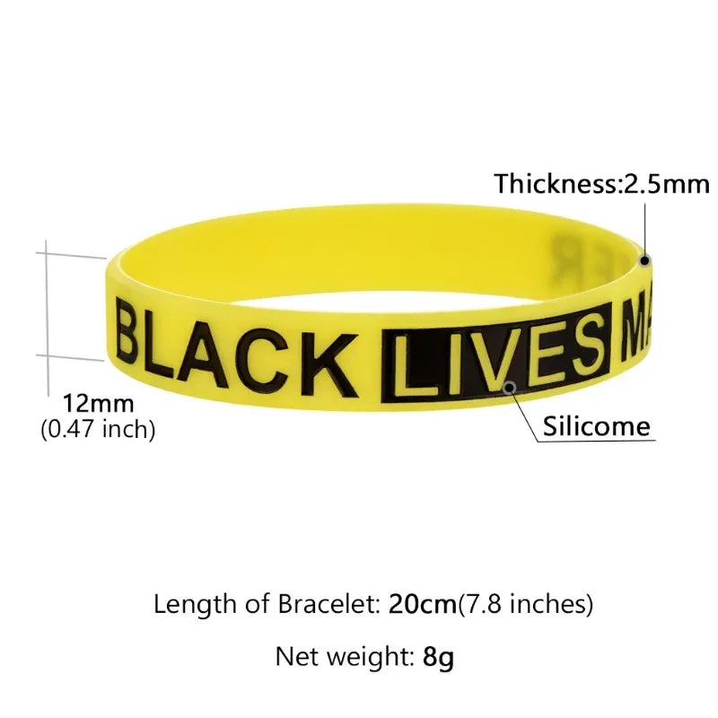 10pcs/set Yellow Black Rubber Band BLACK LIVES MATTER Silicone Bracelets for Women Men