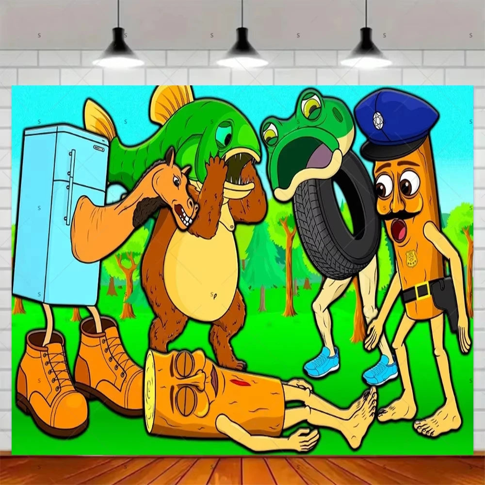 Tung Tung Tung Sahur Tralalo Italian Brainrot Print Kids Birthday Party Background Decoration Photography Decor Backdrop Banner