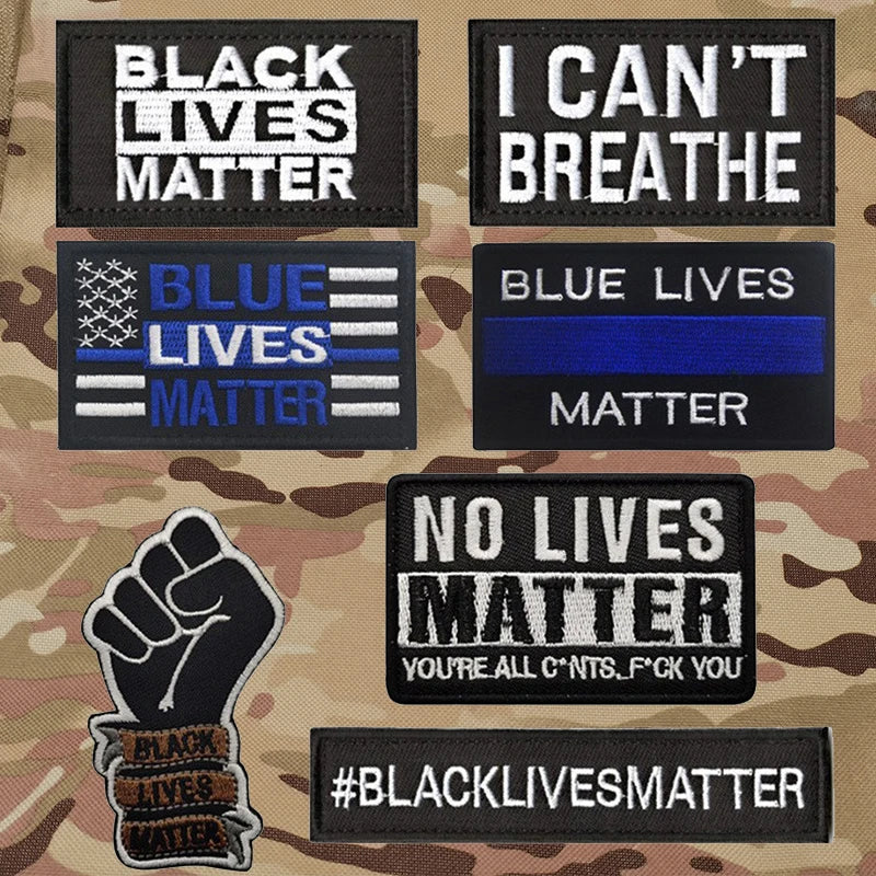 Blue Lives Matter Embroidery Patch Armband Badge Black Lives Matter Military Decorative Sewing Applique Embellishment