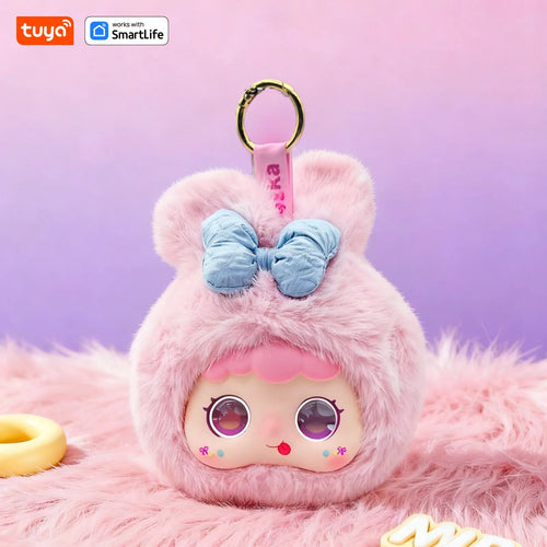 AI Plush Robot Keychain w/LED Eyes&Voice Control,Interactive Smart Toy USB Rechargeable Companion