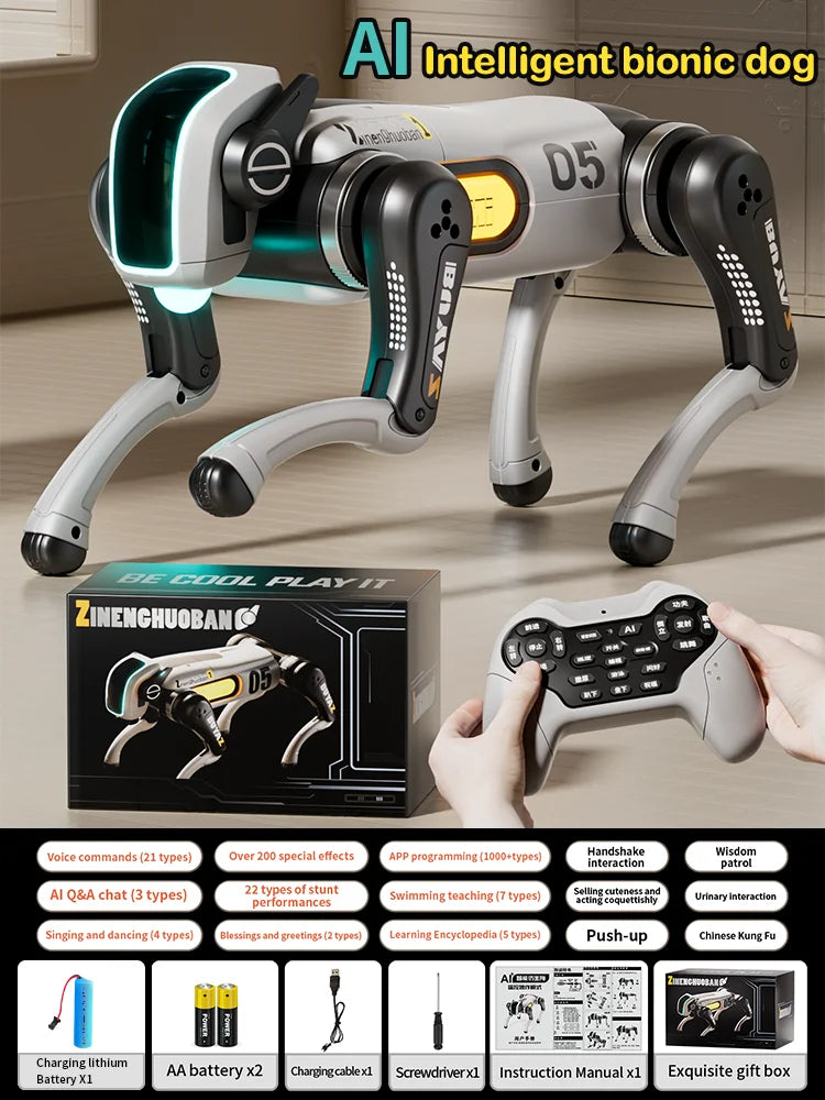 Robot Dog RC Stunt Toys 2.4GHZ Remote Control car with Mecanum Wheels, LED Eyes