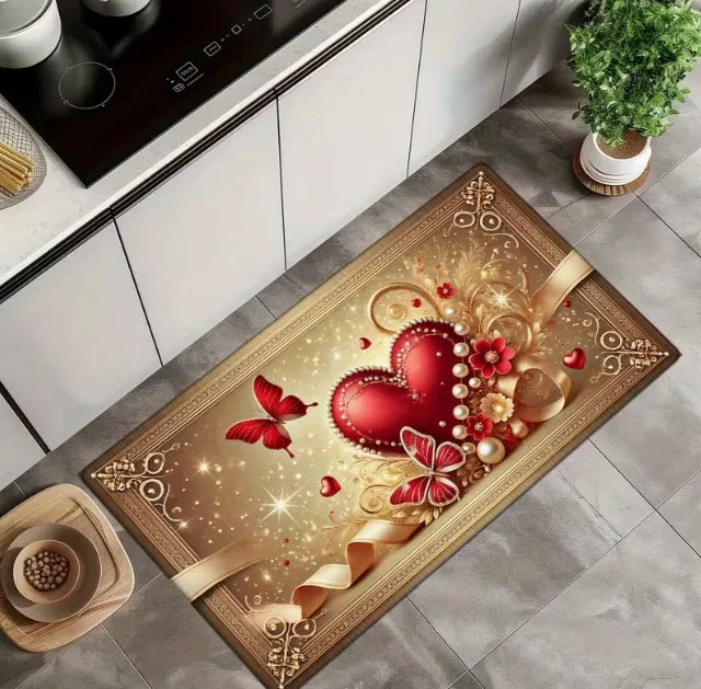 Soft Absorbent Non-Slip Indoor Rug Doormat Love Heart