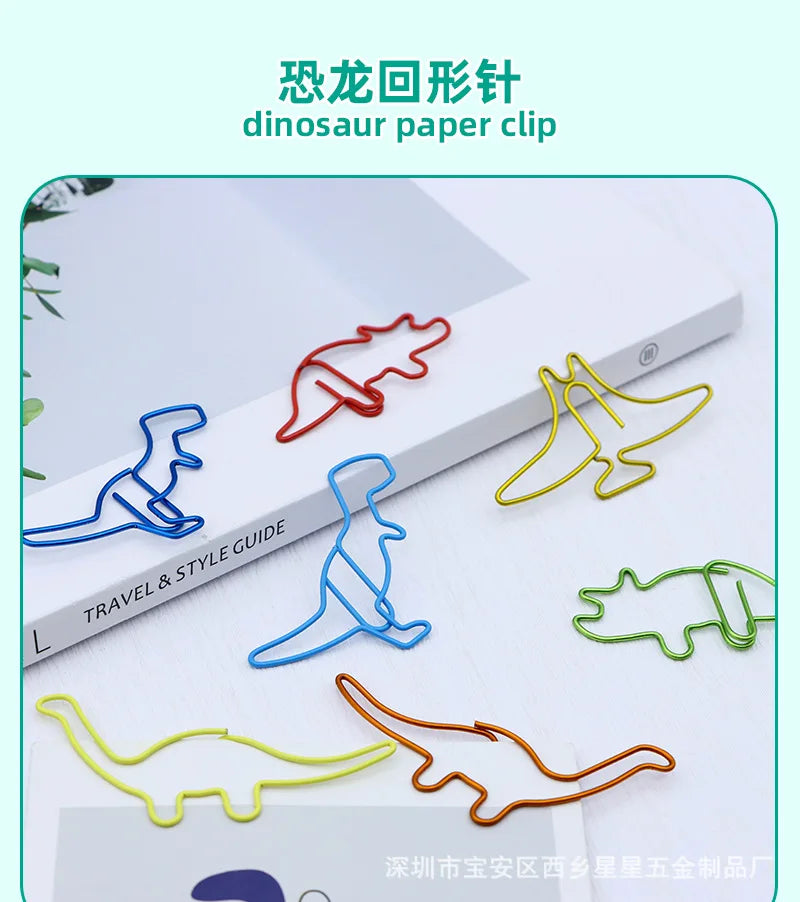 Dinosaur Paper Clip Special-shaped Cute Paper Clips Decorative Metal Clip Paper Office Accessories Stegosaurus Brachiosaurus