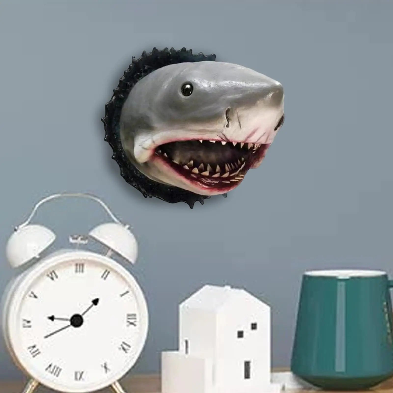 Shark Wall Sculpture 12x9x9cm Resin Wall Mounted Shark