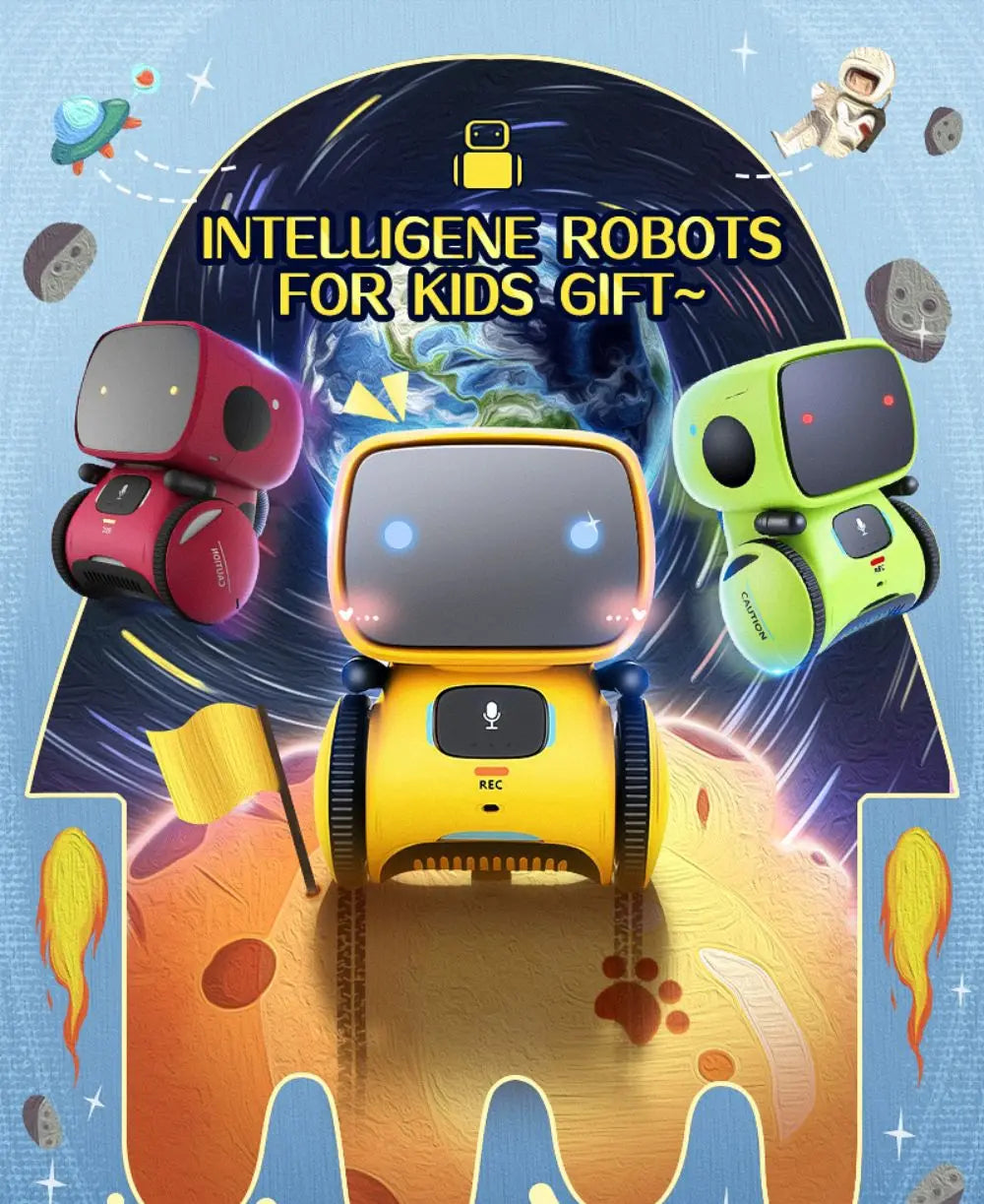 Toy Robot Intelligent Multilingual Voice & Touch control Interactive Educational