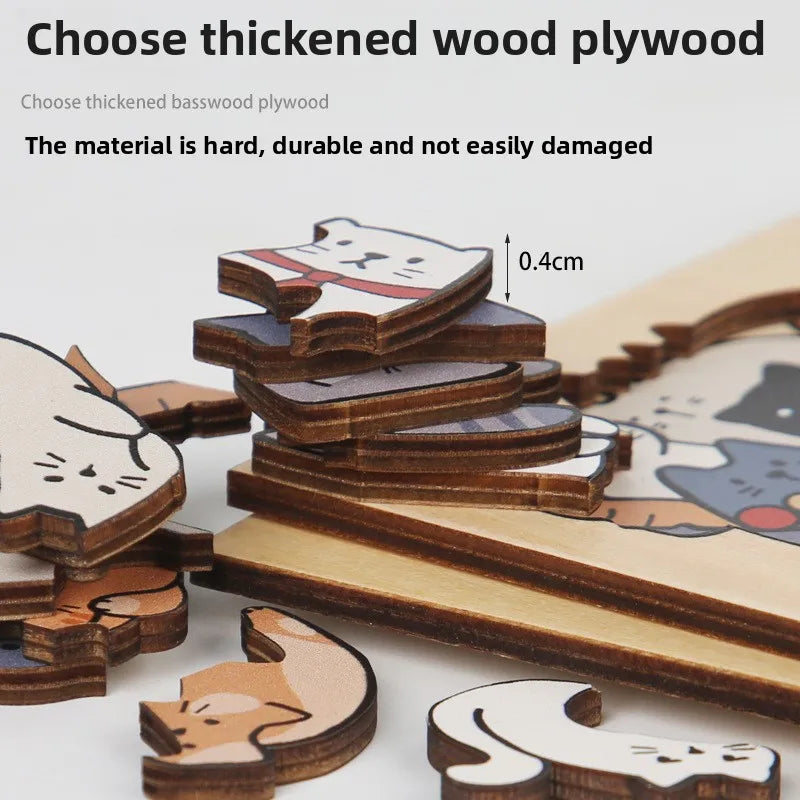 Wood Special-shaped Animal Puzzle Puppy Cat Puzzle Building Block Children's Creative Toy Gift